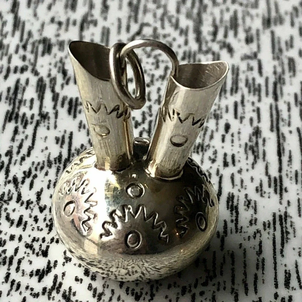 Mini Wedding Vase Navajo Pendant Stamped Signed WKW Native Charm‎ Sterling